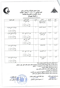 جدول امتحان الفرقه الرابعة الترم الاول للعام الجامعى 2022/2023 لائحه جديده