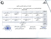 الجدول الدراسى للدبلوم التخصصى التقنى الفرقه الثانيه الفصل الدراسى الخامس( تخصص تمريض نسا وتوليد) لائحه جديده للعام الجامعى 2022/2023