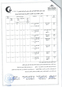 جدول امتحان الفرقة الثانية الترم الاول مستوى ثانى للعام الجامعى 2025-2026