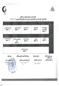 الجدول الدراسى للدبلوم التخصصى التقنى الفرقة الاولى فصل دراسى اول (تخصص تمريض النساء والتوليد) للعام الجامعى 2022-2023